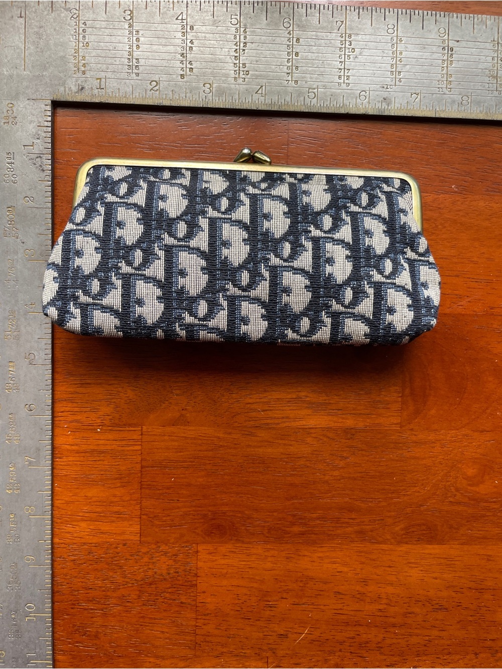 Dior Monogram Canvas Kiss-Lock Cosmetic Case in Navy and Cream